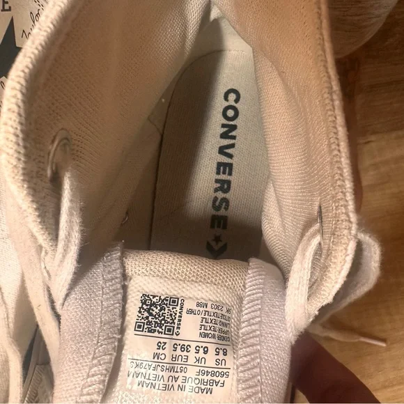 Converse Chuck Taylor High Platform Top Sneakers White Canvas Womens 8.5 Classic - Picture 9 of 15